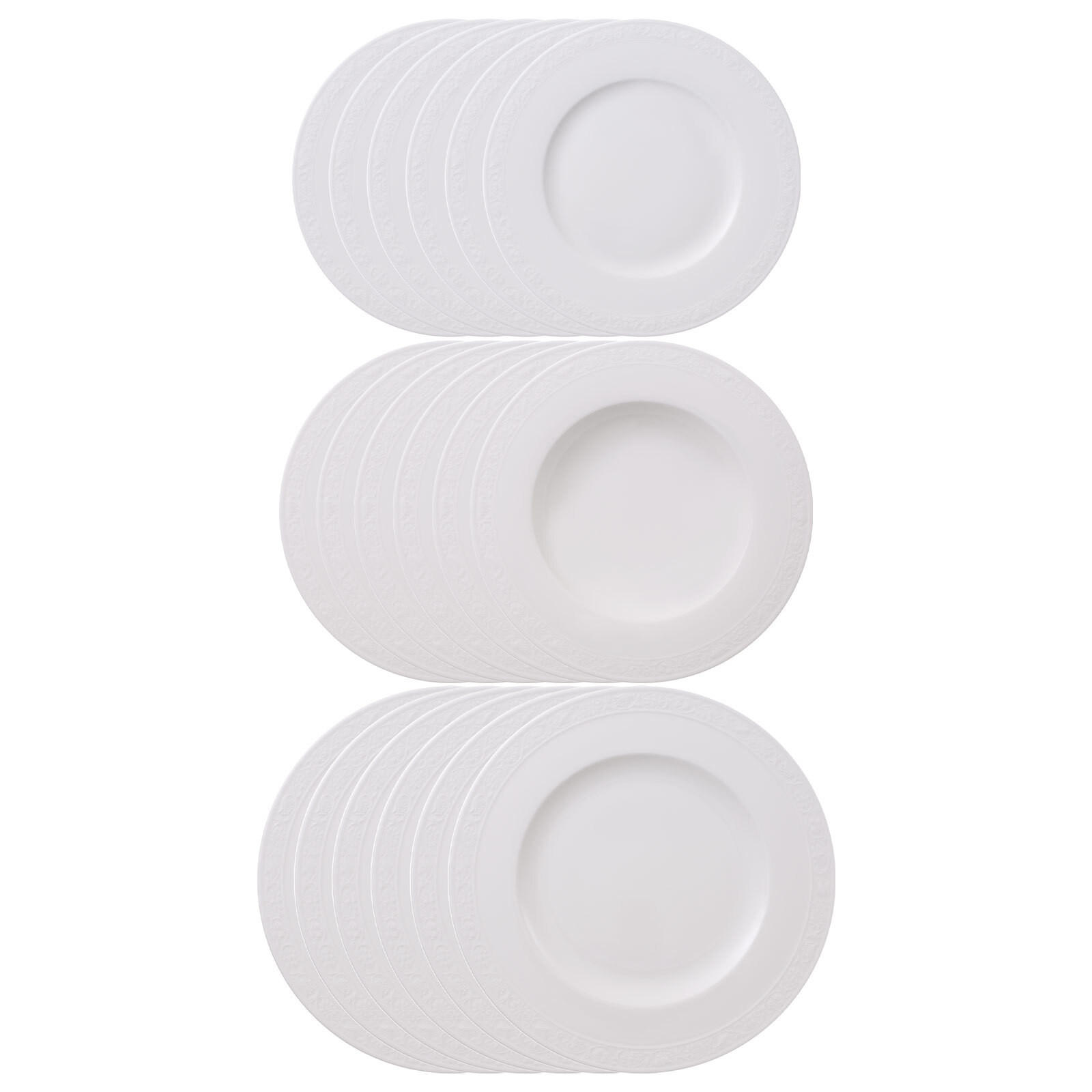 TELLER-SET White Pearl weiß 18er Set - Weiß, Keramik (1/1/1cm) - Villeroy & Boch
