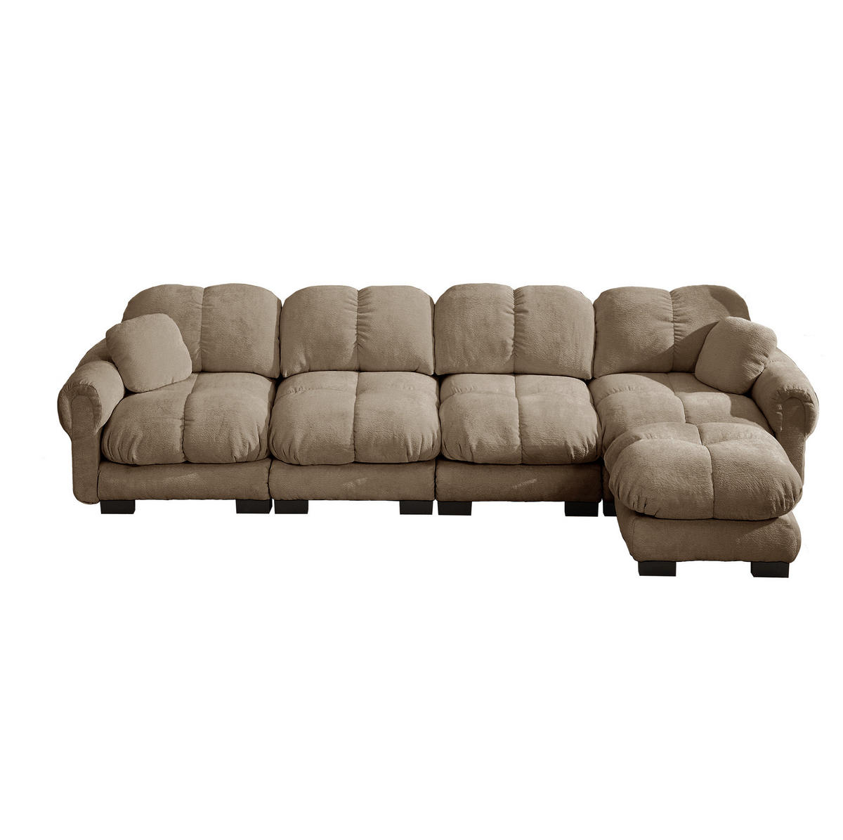 SOFA modular L-Form Braun Chenille - Braun, Holz (149/330cm) - Meubliv