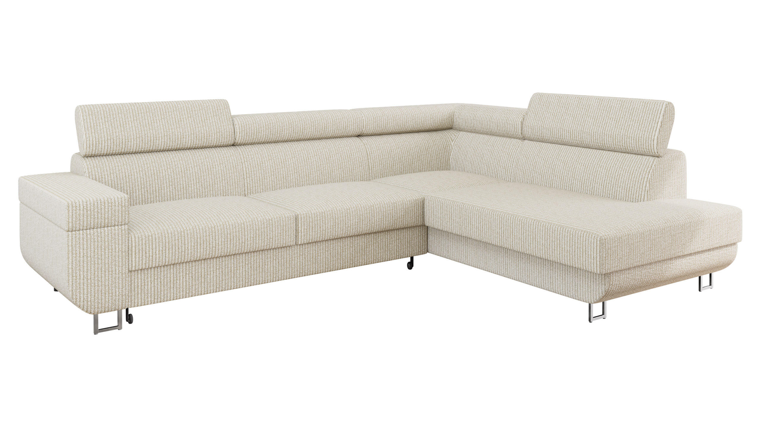 ECKSOFA Fonti Cord, Seite: Rechts - Beige, Holz/Textil (253/188cm) - MIRJAN24