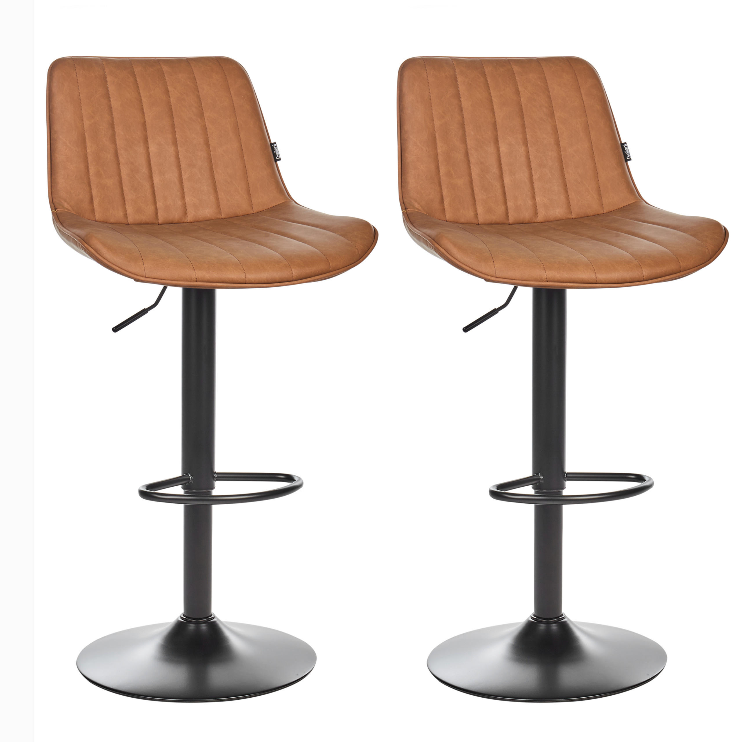 BARHOCKER 2er-Set Kunstleder Goldbraun Dubrovnik - Schwarz/Braun, Kunststoff (51/88/54cm) - Beliani