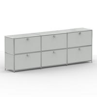 AKTENSCHRANK, 6 Klappen & Schloss, Breite 227 cm, Lichtgrau - Chromfarben/Silberfarben, Metall (40/80.5/227.2cm) - Versee