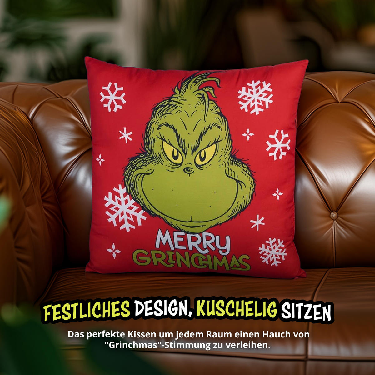 ZIERKISSEN The Grinch Rot 40 x 40 cm - Rot, Textil (40/40/10cm) - United Labels