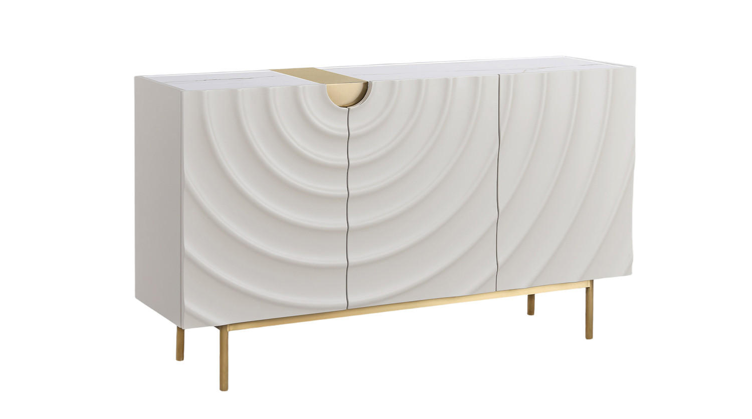 SIDEBOARD FREEDA Weiß Holz - Goldfarben/Weiß, Holz/Metall (140/200cm) - KAWOLA