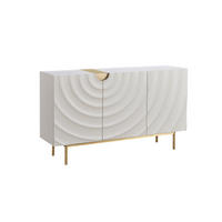 SIDEBOARD FREEDA Weiß Holz - Goldfarben/Weiß, Holz/Metall (140/200cm) - KAWOLA