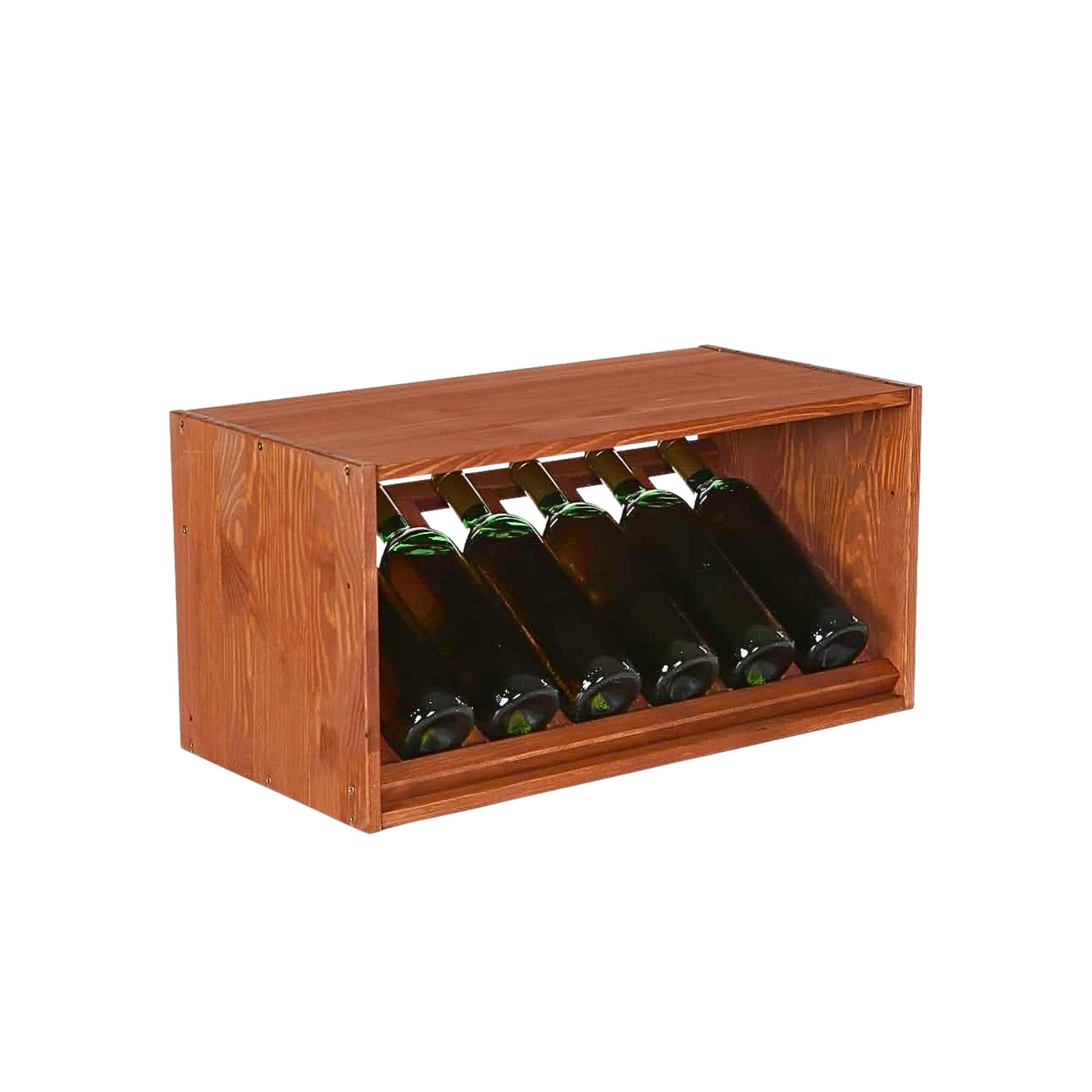 WEINREGAL Vincellar Mod 30x60x30 cm Schräg Modul Für 6 Flaschen Massives Kiefernholz Braun Geölt - Braun, Holz (60/30/30cm) - PROREGAL