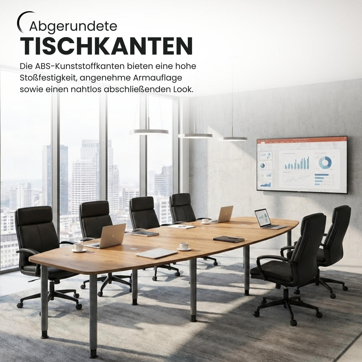KONFERENZTISCH groß KT40 130/400/74 cm in Grau/Säule in Silberfarben - Silberfarben/Grau, Holzwerkstoff (130/400/74cm) - bümö