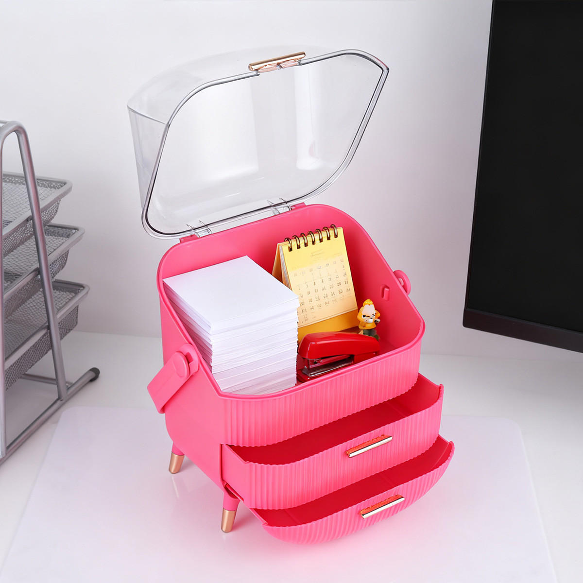 KOSMETIK ORGANIZER Kaelis 29/19/38 cm - Rosa, Kunststoff (19/38/29cm) - ZMH