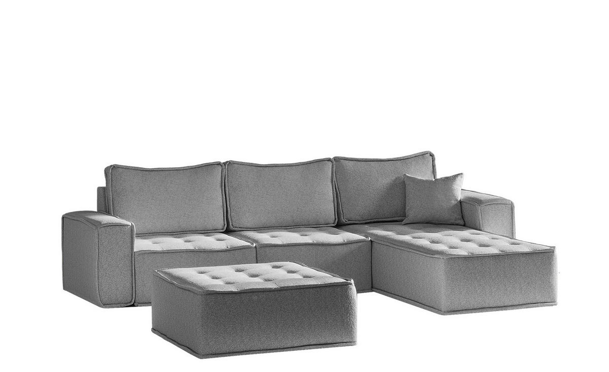 ECKSOFA Sande In Raven - Grau, Holzwerkstoff/Textil (292/192cm) - Fun Möbel