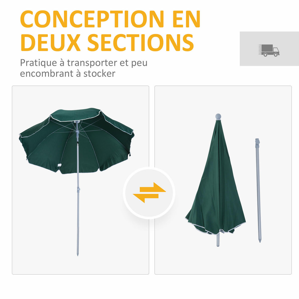 SONNENSCHIRM DE-11442 neigbar, octogonal, Ø 2 m Grün - Grün, Metall (202/202cm) - ComfortXL