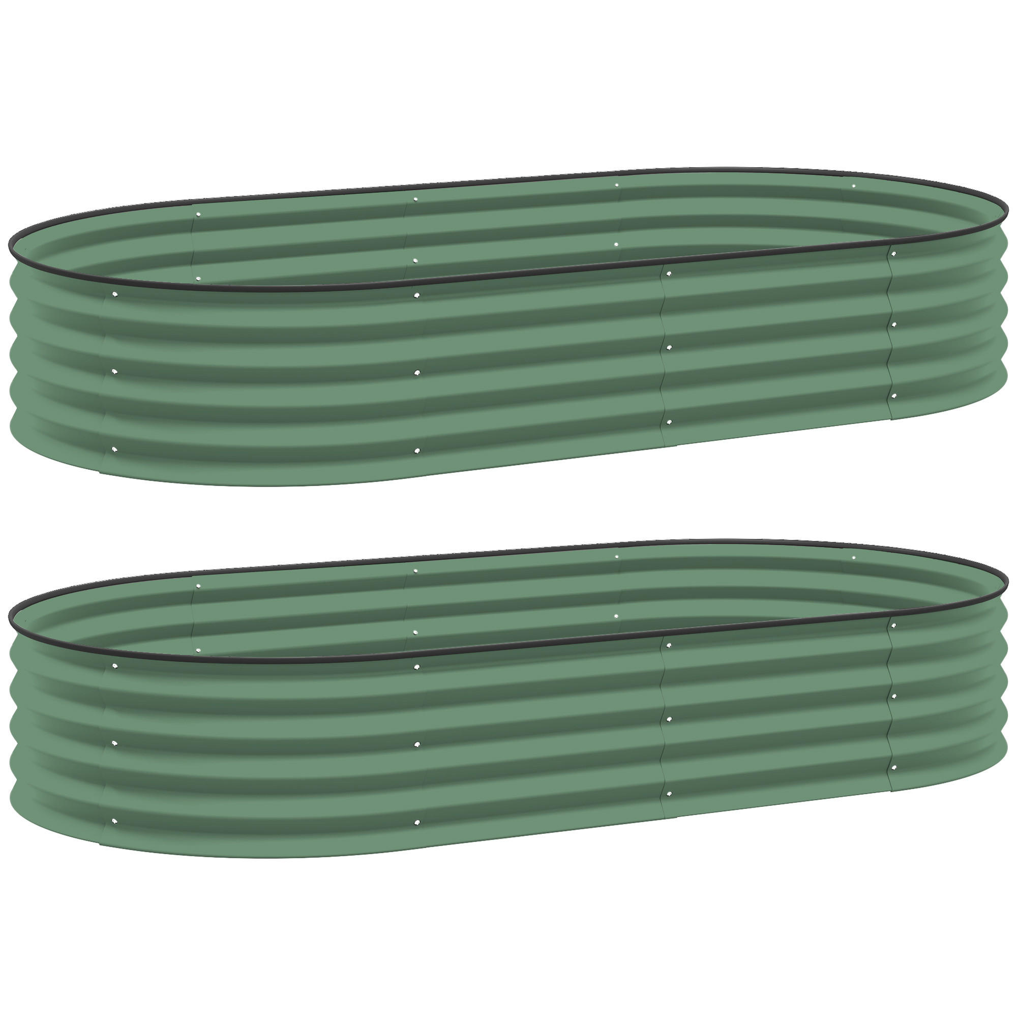 HOCHBEET 2er-Set aus Stahl - Grün, Metall (93/30/181cm) - Outsunny