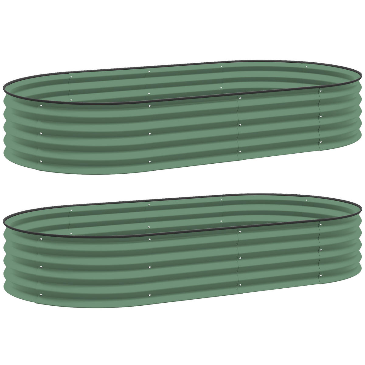 HOCHBEET 2er-Set aus Stahl - Grün, Metall (93/30/181cm) - Outsunny