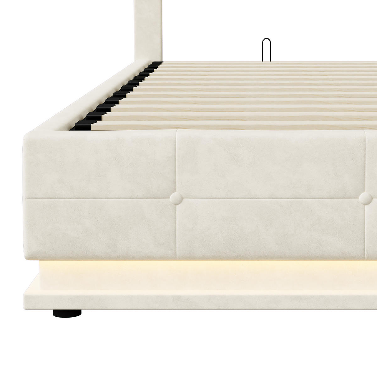 POLSTERBETT Wellen-Design 140/200 cm mit Bettkasten & LED Samtoptik Beige - Beige, Textil (140/200cm) - Creahappy