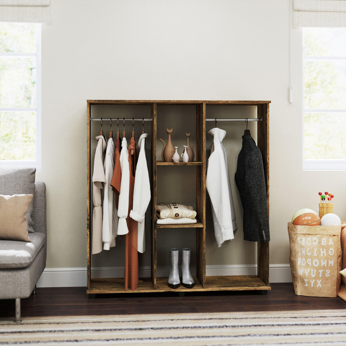 KLEIDERSCHRANK Braun 1 Stück - Braun, Holzwerkstoff (40/128/120cm) - GiPP