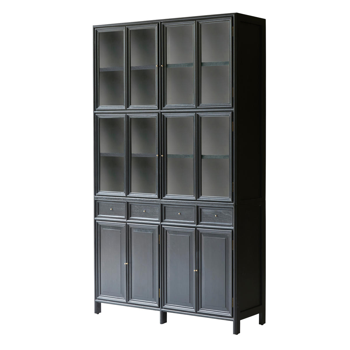 GESCHIRRSCHRANK Anna Schwarz aus Mindiholz - Schwarz, Holz (120/210/41cm) - Tikamoon
