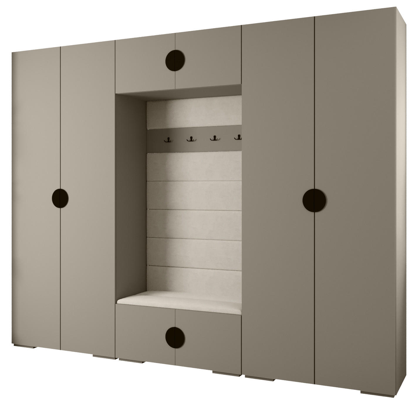Abiks Möbel Garderoben-Set Kaschmir, Beige, Schwarz 300x236.7x47 cm