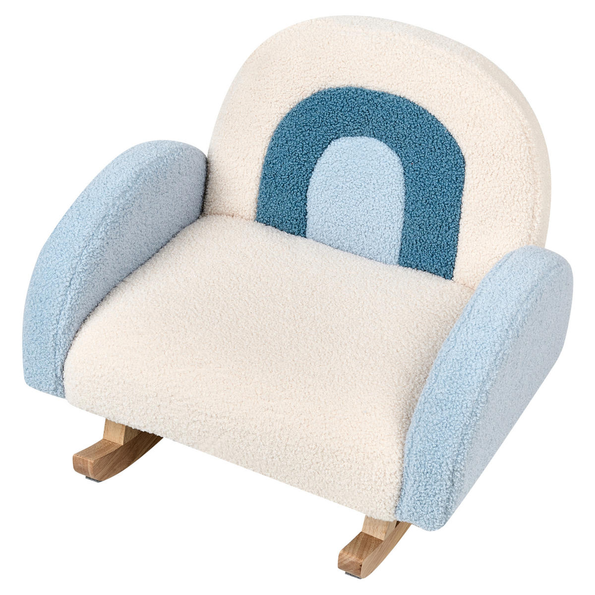 KINDERSCHAUKELSTUHL Cremeweiß Ombo - Blau/Braun, Textil (44/48/53cm) - Beliani