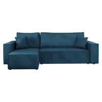 ECKSOFA Karl Cord - Blau/Schwarz, Holz/Kunststoff (244/145cm) - MIRJAN24