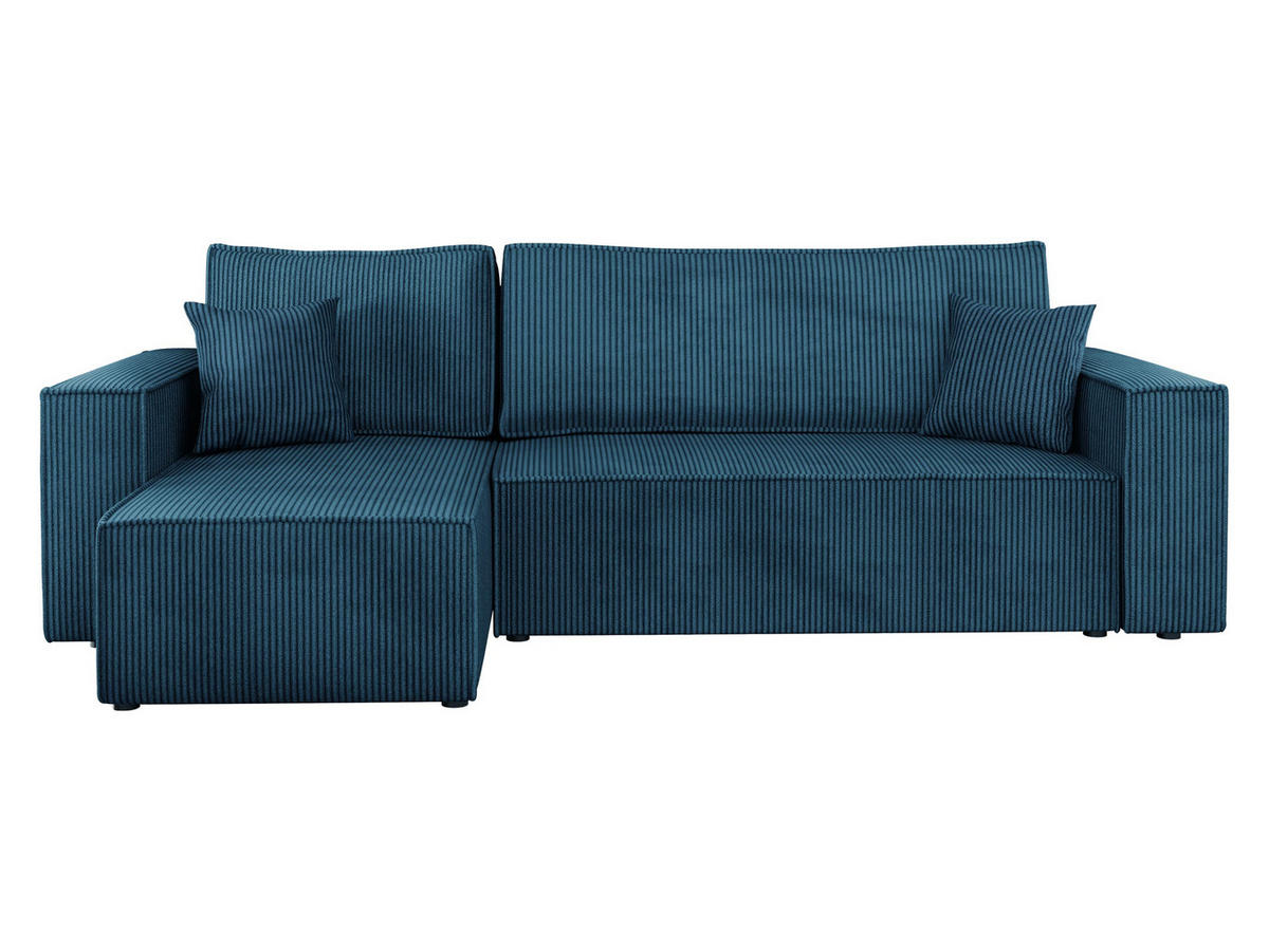 ECKSOFA Karl Cord - Blau/Schwarz, Holz/Kunststoff (244/145cm) - MIRJAN24