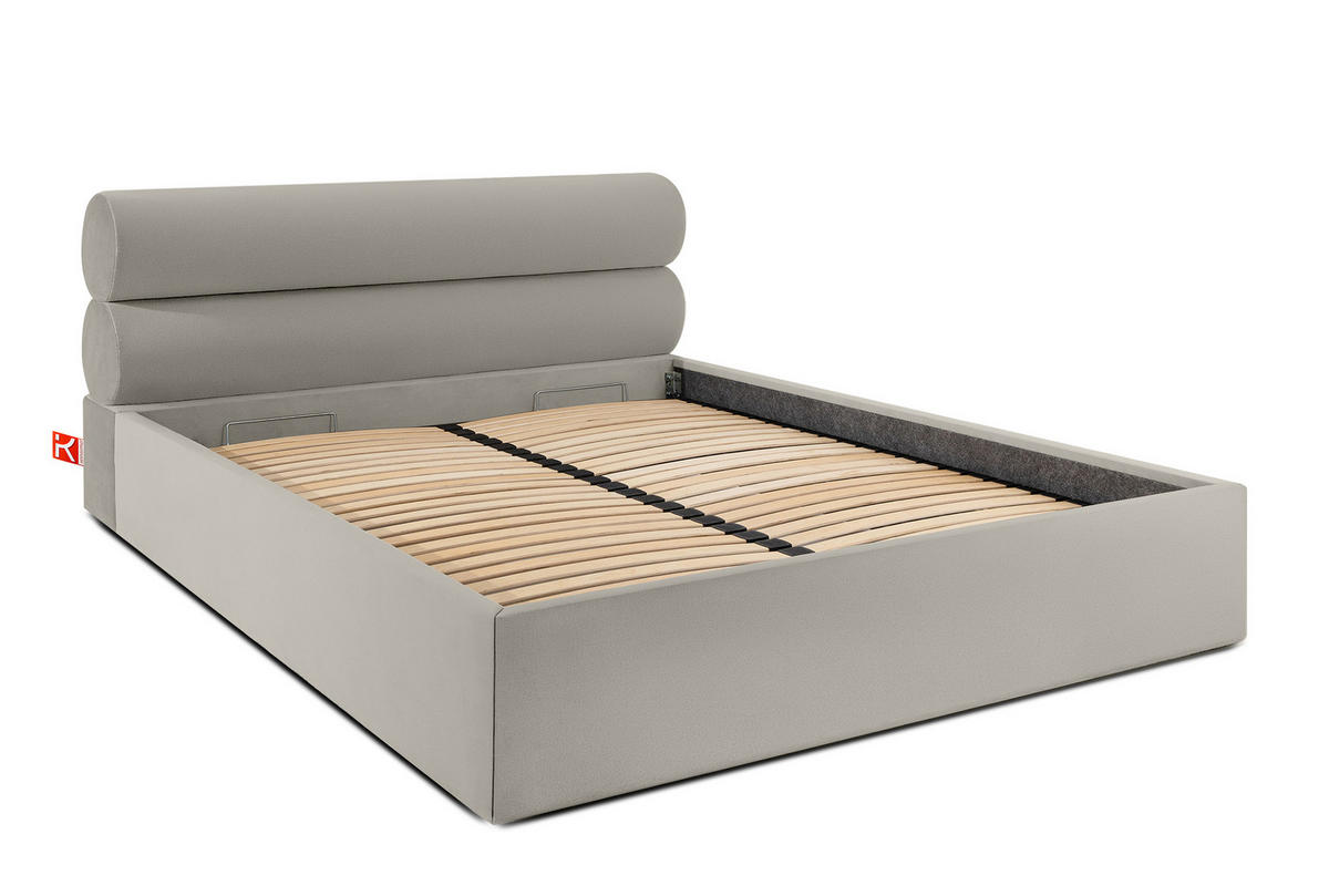 POLSTERBETT LUNEO - Creme/Schwarz, Holz/Holzwerkstoff (202/204cm) - KONSIMO®