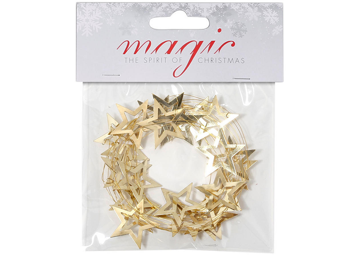 WEIHNACHTSGIRLANDE mit Sternen, gold, 2 m - Goldfarben, Kunststoff (5/5/200cm) - LAALU