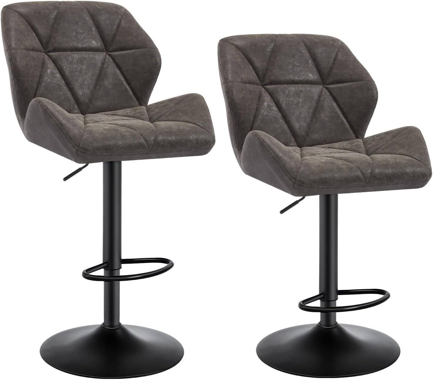 BARHOCKER 2er Set, höhenverstellbar,drehbar,Kunstleder Stahl - Grau, Metall (50/94/41cm) - Woltu