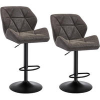 BARHOCKER 2er Set, höhenverstellbar,drehbar,Kunstleder Stahl - Grau, Metall (50/94/41cm) - Woltu