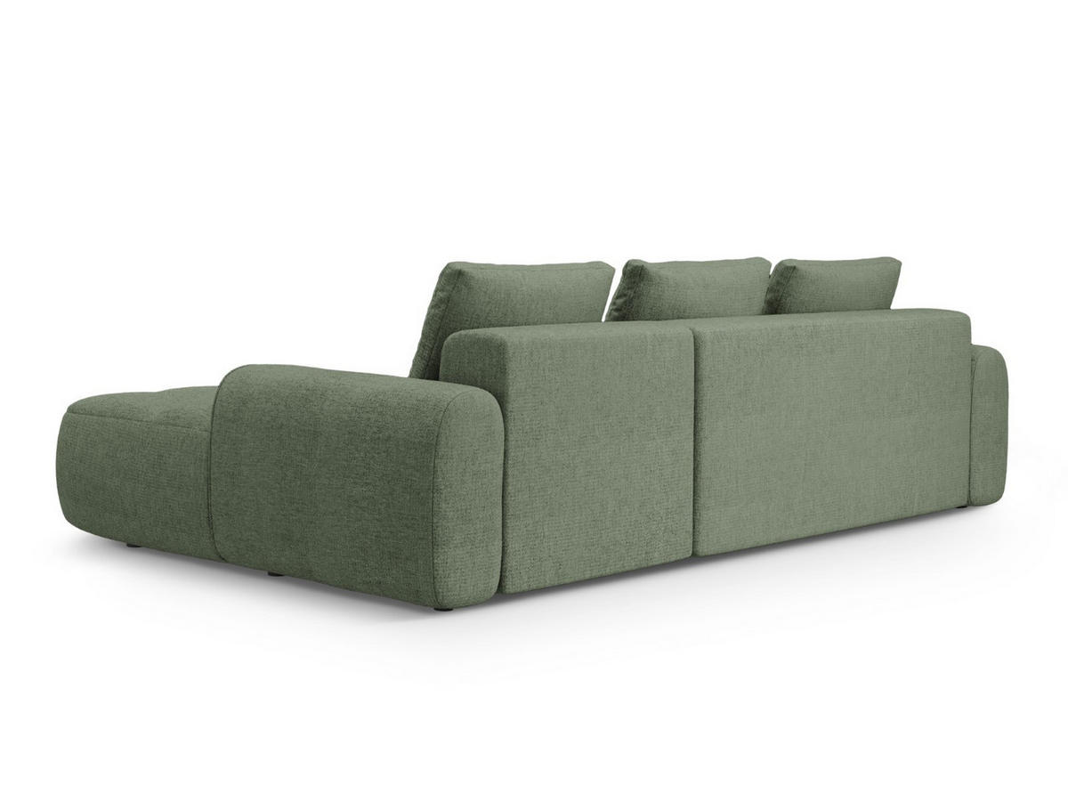 AUSKLAPPBARES-ECKSOFA rechts mit Container Linz aus strukturiertem Stoff dunkles olivgrün 3 Sitzplätze - Dunkelgrün, Textil (142/275cm) - Cosmopolitan Design