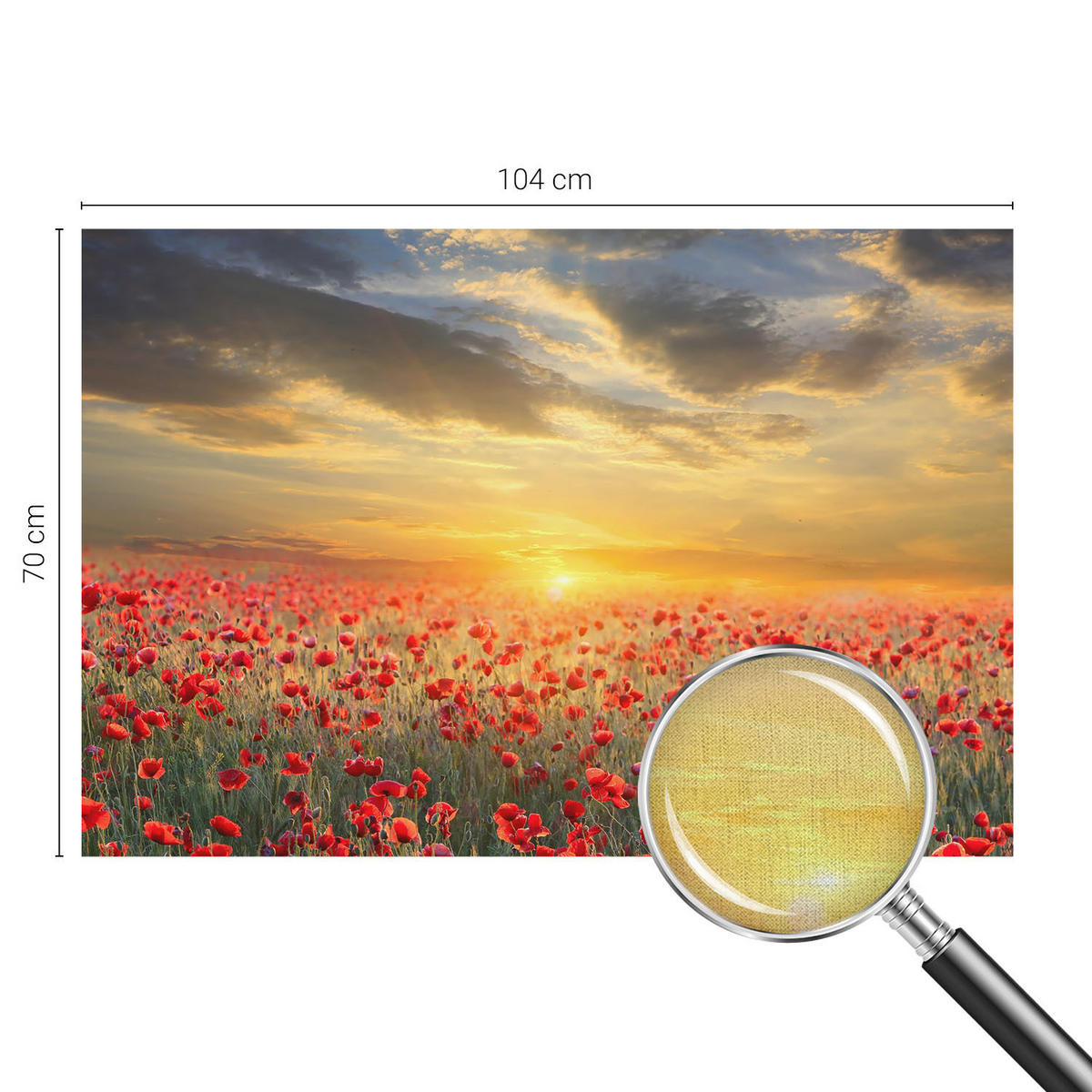 FOTOTAPETE 104x70 cm - Mohnfeld - Rot, Textil (104/70cm) - Wallfluent