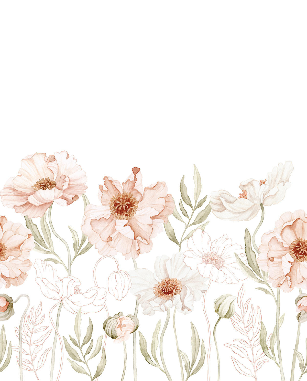 VLIESTAPETE Islandic Poopies, Mohnblumenfelder 2 m x 2.48 m, rose - Pink, Papier (248/200cm) - Lilipinso
