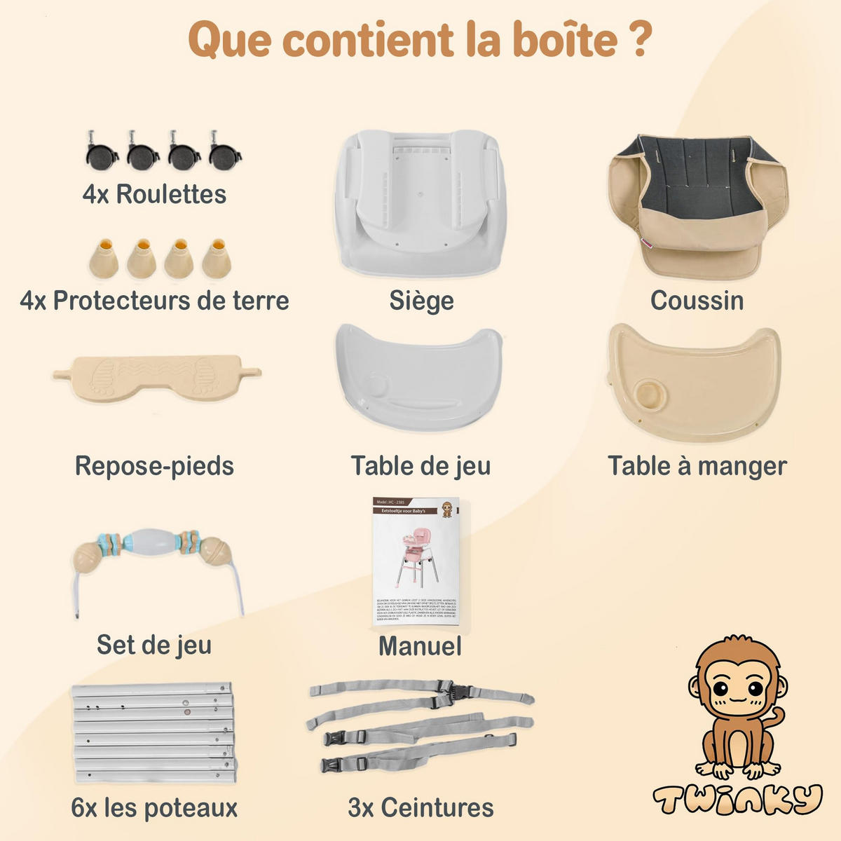 HOCHSTUHL 2-in-1-Kinderwagen Set Braun - Braun, Kunststoff (54/95/52cm) - Twinky