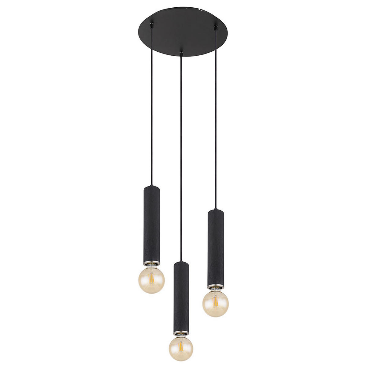 HÄNGELEUCHTE Holzoptik Schwarz 3-flammig - Schwarz, Holz (35/35/160cm) - Globo Lighting