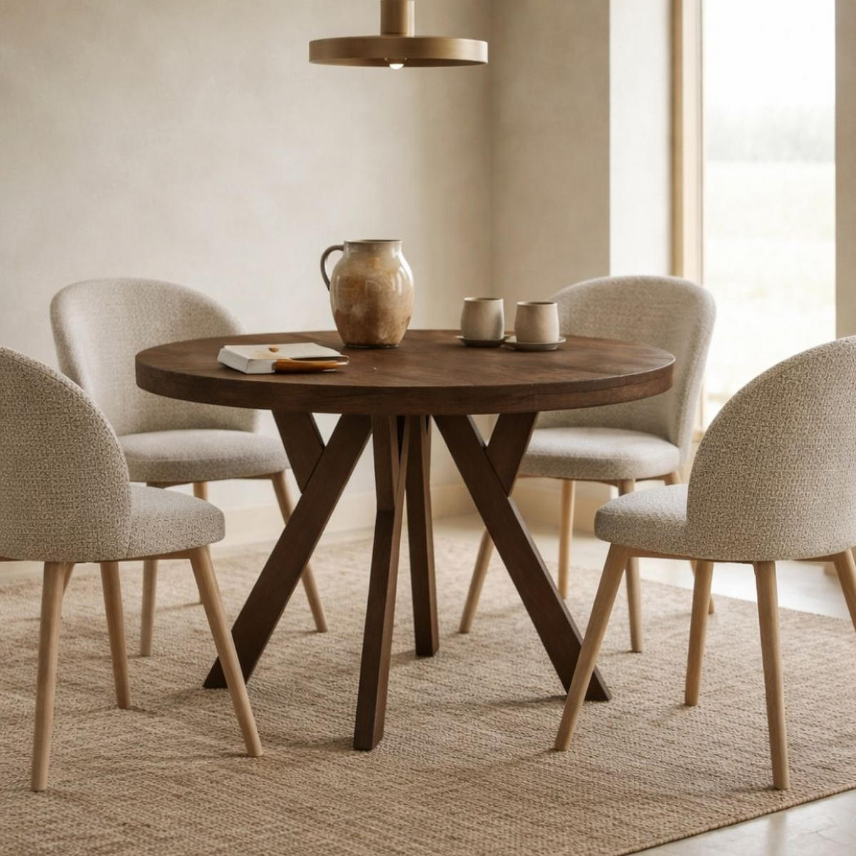 ESSTISCH Runder Ausziehbarer PERO 100/150, Eiche Lefkas - Dunkelbraun, Holz (150/100/77cm) - Dekori_Interiors