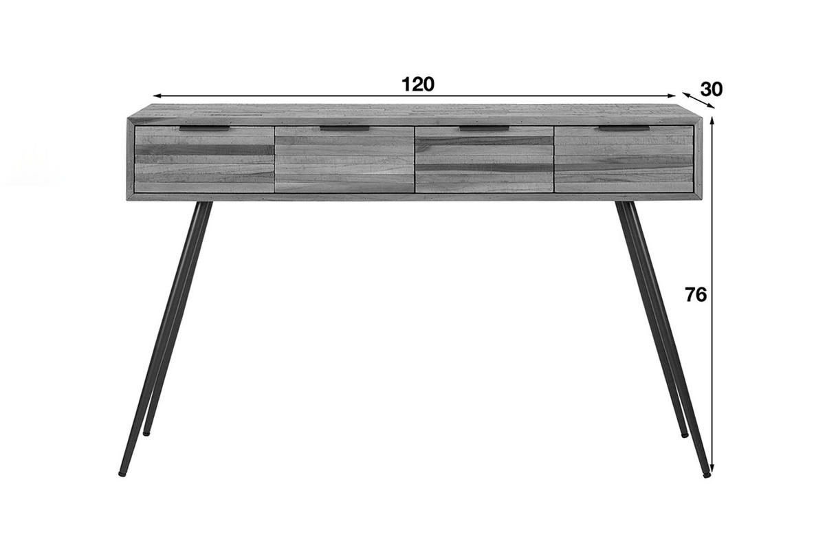 KONSOLENTISCH TICAR Holz - Schwarz/Braun, Holz (30/120/76cm) - KAWOLA