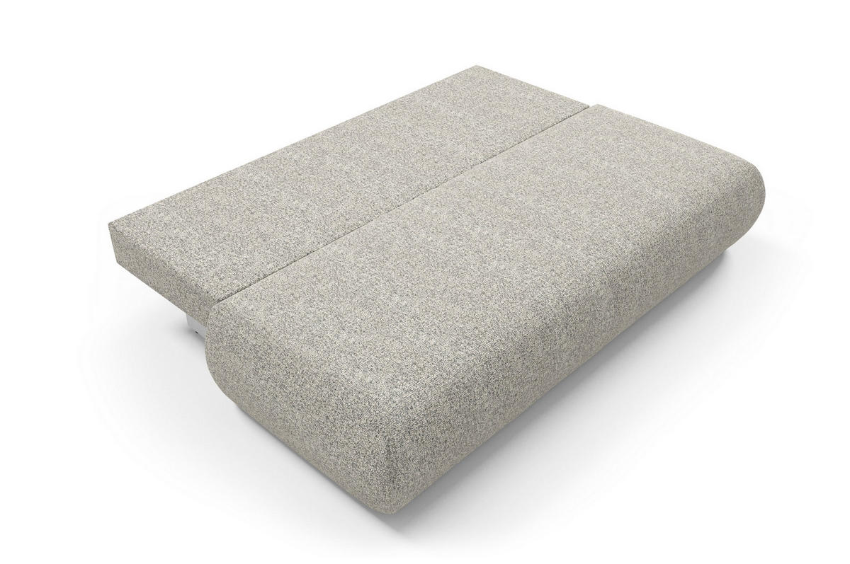 BETTSOFA DELTA Hellgrau Geflochtener Stoff mit Schlaffunktion - Hellgrau, Holz (214/74/100cm) - MASSENO