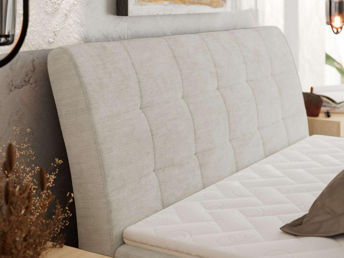 BOXBETT DAGOS 180/200 - Creme Schenille glatt - H4 - Topper T25 - Creme, Textil (180/200cm) - MKS