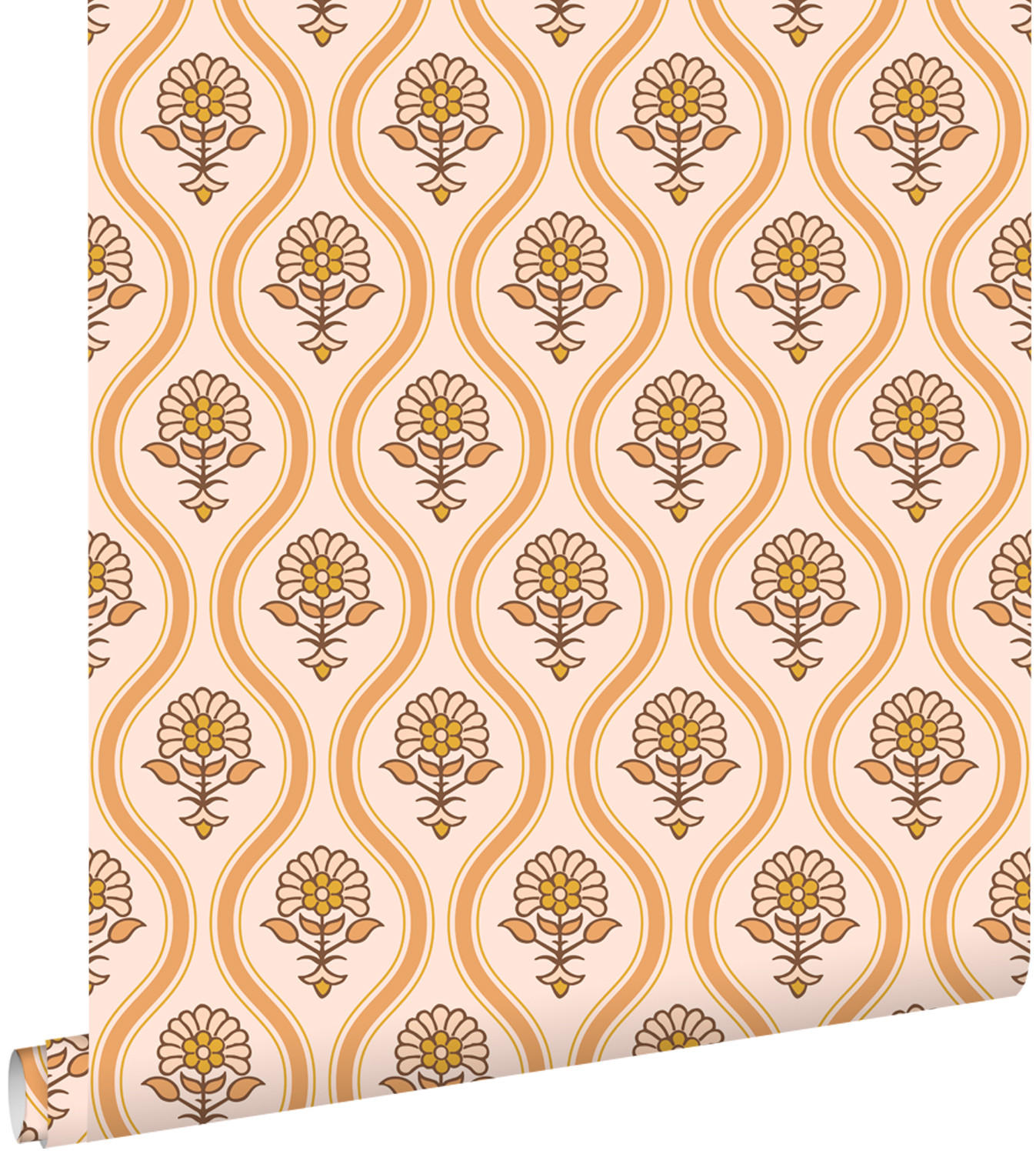TAPETE Blumenmuster 50 x 900 cm - Orange, Papier (50/900cm) - ESTAhome