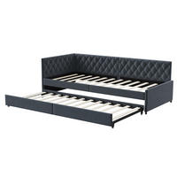 POLSTERBETT Ausziehbares Schlafsofa 2*90 x 200 cm, Grau, Samt - Grau, Textil/Metall (90/200cm)