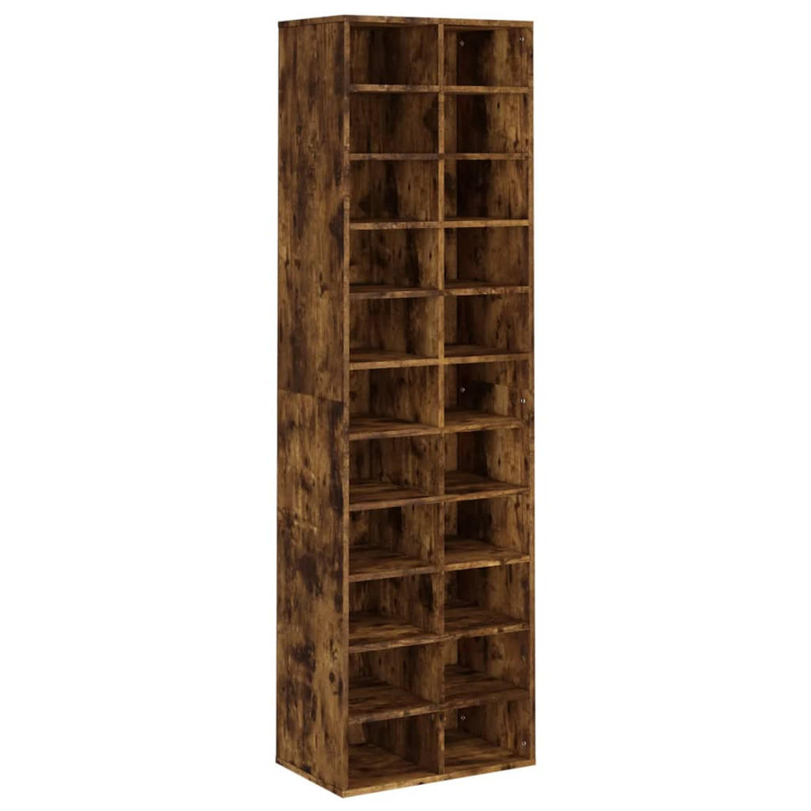 SCHUHREGAL RÄUCHEREICHE 54X34X183 CM HOLZWERKSTOFF - Dunkelbraun, Holz (34/183/54cm) - vidaXL