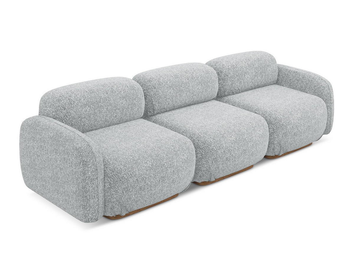 4-SITZER-SOFA Strukturstoff Stoff Grau - Silberfarben/Braun, Holz/Textil (270/73/95cm) - Makamii