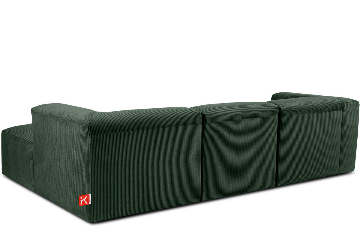 ECKMODULSOFA-RECHTS BUFFO mit extrem weicher und bequemer Sitzfläche, Kordstoff, dunkelgrün - Dunkelgrün, Textil (297/180cm) - KONSIMO®