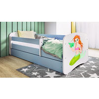 KINDERBETT Meerjungfrau 70x140 cm mit Matratze, Schublade, Rausfallschutz & Lattenrost, Blau - Blau, Holzwerkstoff (70/140cm) - RAUMHIRSCH FURNITURE