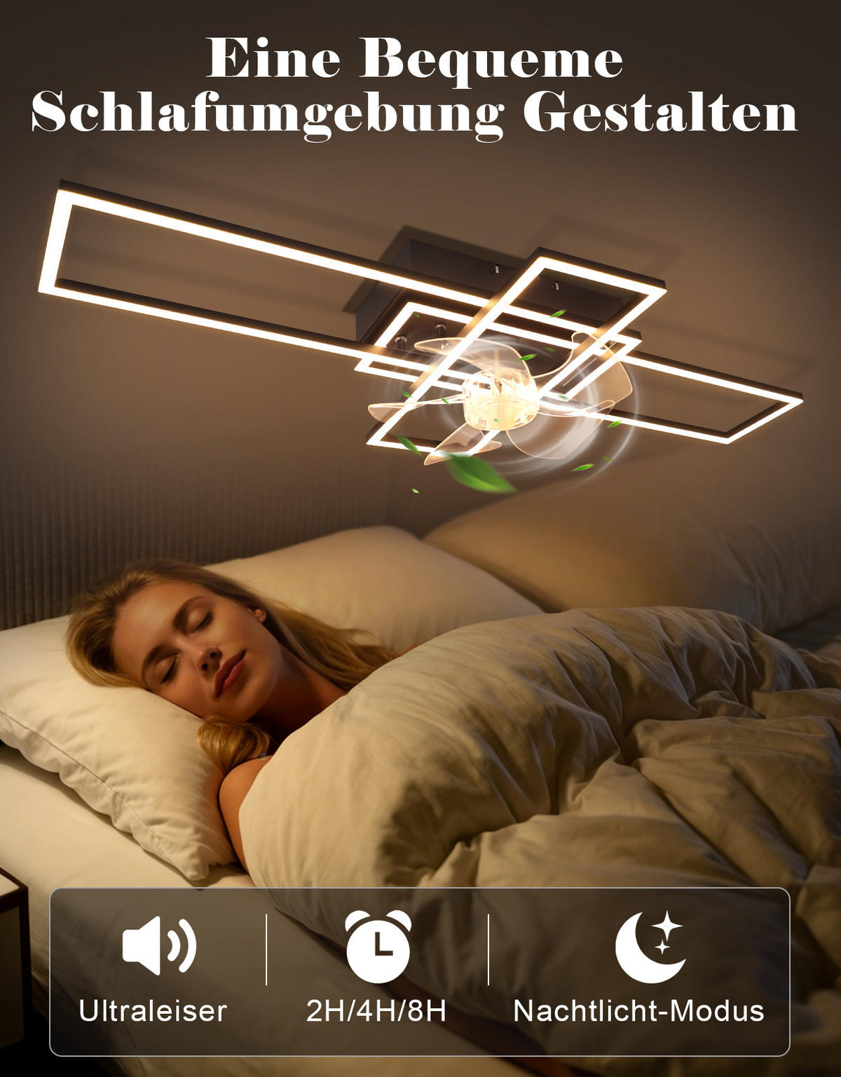 LED DECKENVENTILATOR Neryn 94/42/15.5 cm - Schwarz, Kunststoff/Metall (94/42/15.5cm) - ZMH