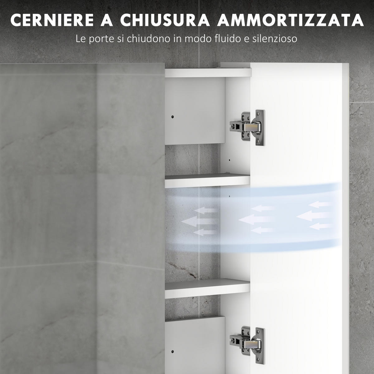 BADEZIMMER-WANDSCHRANK mit 3 Spiegeltüren und verstellbaren Holzregalböden, 90 x 13,5 x 60 cm ,Weiß - Weiß, Glas (90/60/13.5cm) - Vallsero