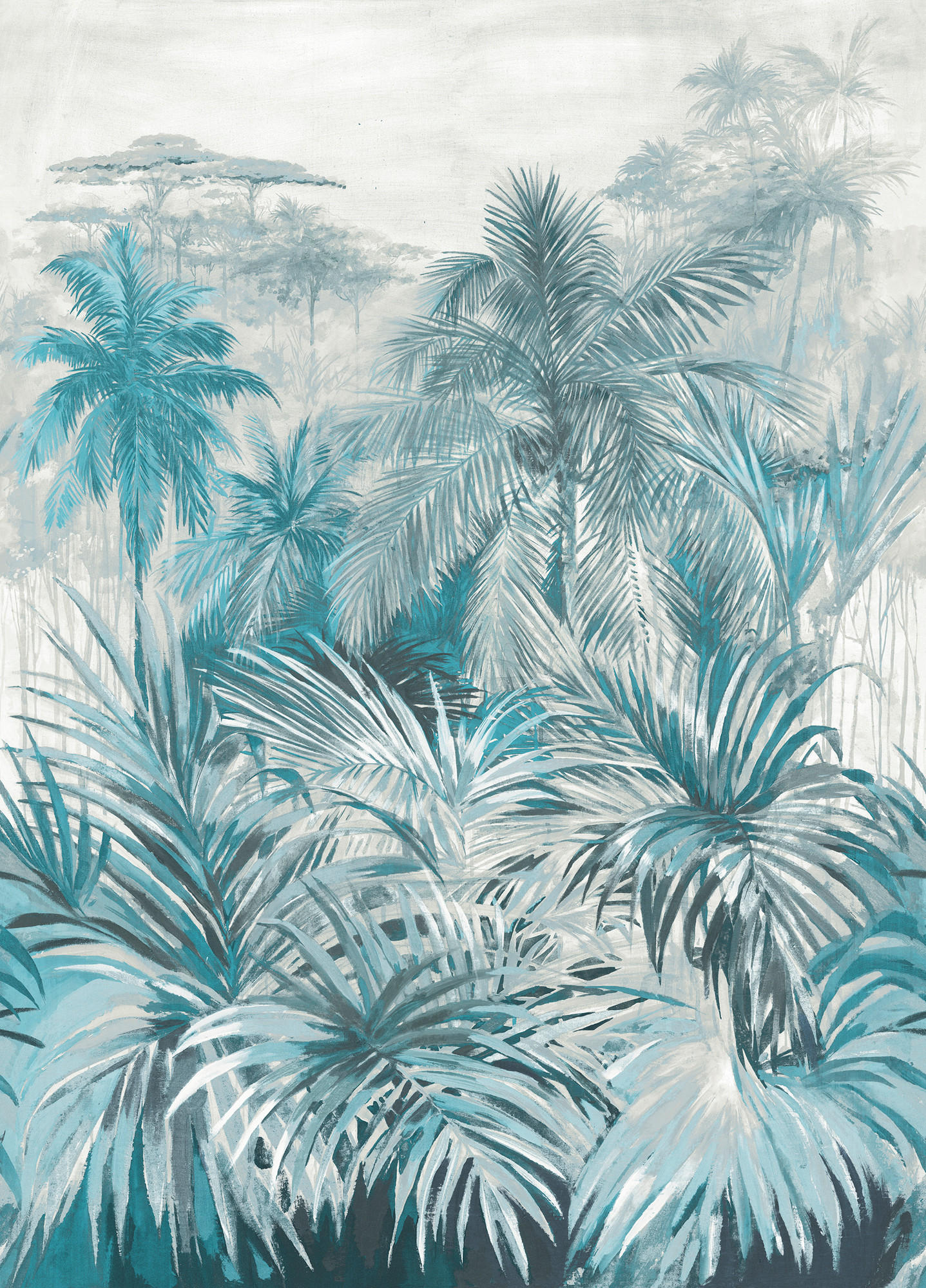 FOTOTAPETE Dschungelmuster 212 x 295 cm - Blau, Papier (212/295cm) - Sanders & Sanders