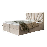 BOXBETT DENVER mit 2 Bettkästen, 180x200, Farbe: Beige, Velourstoff, Doppelbett mit Bonell-Matratze - Beige, Holz/Kunststoff (180/200cm) - Alpi-Möbel
