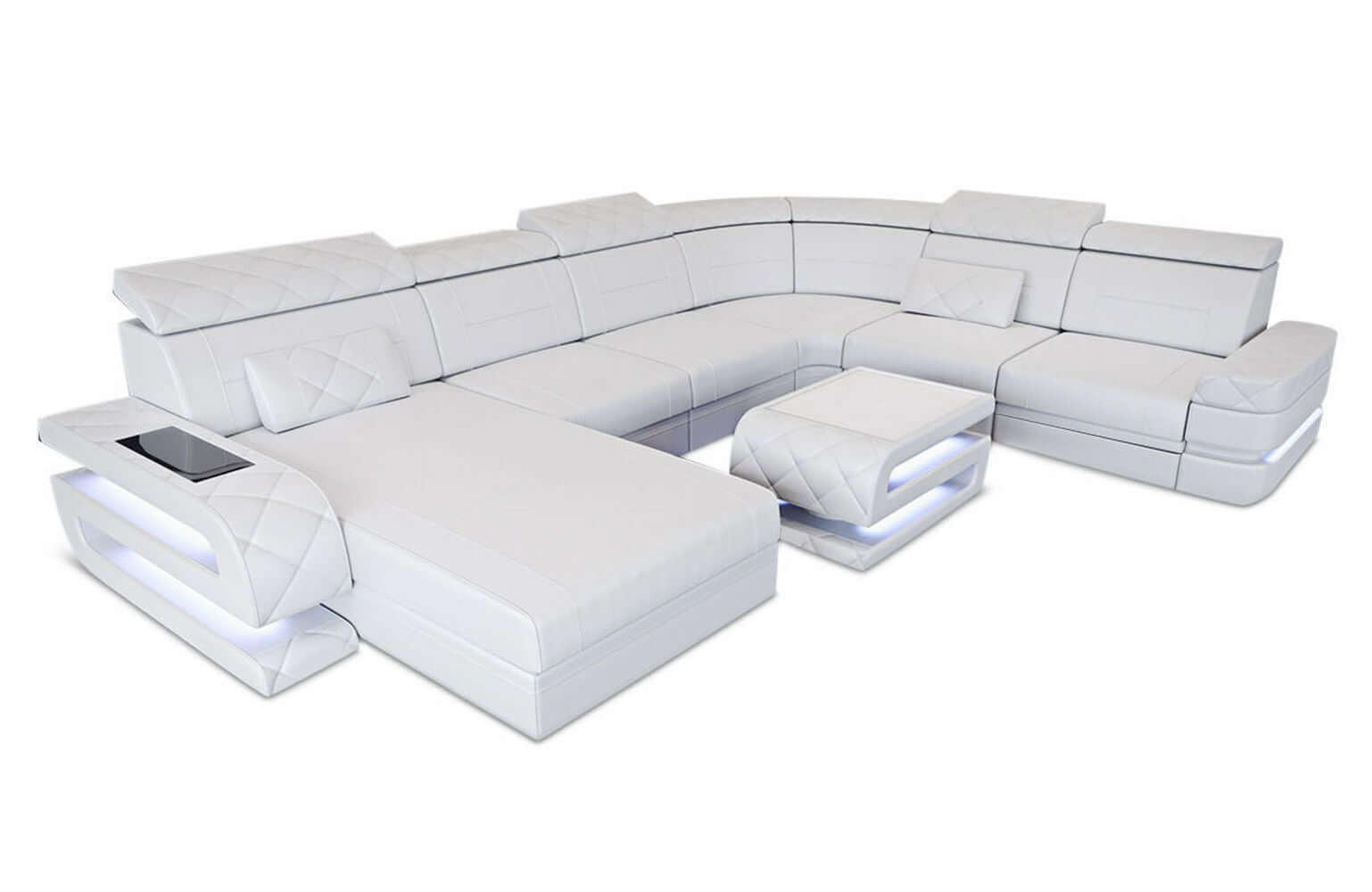 WOHNLANDSCHAFT Bologna Weiß Büffelleder - Weiß, Leder (397/89/299cm)