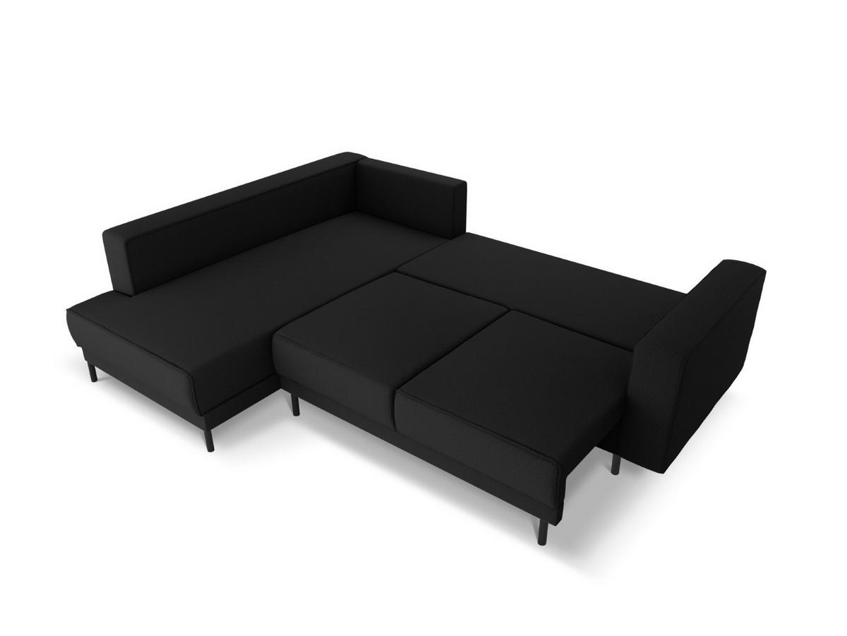 AUSKLAPPBARES-ECKSOFA links Caro aus strukturiertem Stoff schwarz 5 Sitzplätze - Schwarz, Textil (187/247cm) - Micadoni