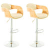 BARHOCKER 2er Set Lederlook natura/creme - Eukalyptusholzfarben/Creme, Textil/Metall (50/88/48cm) - CLP