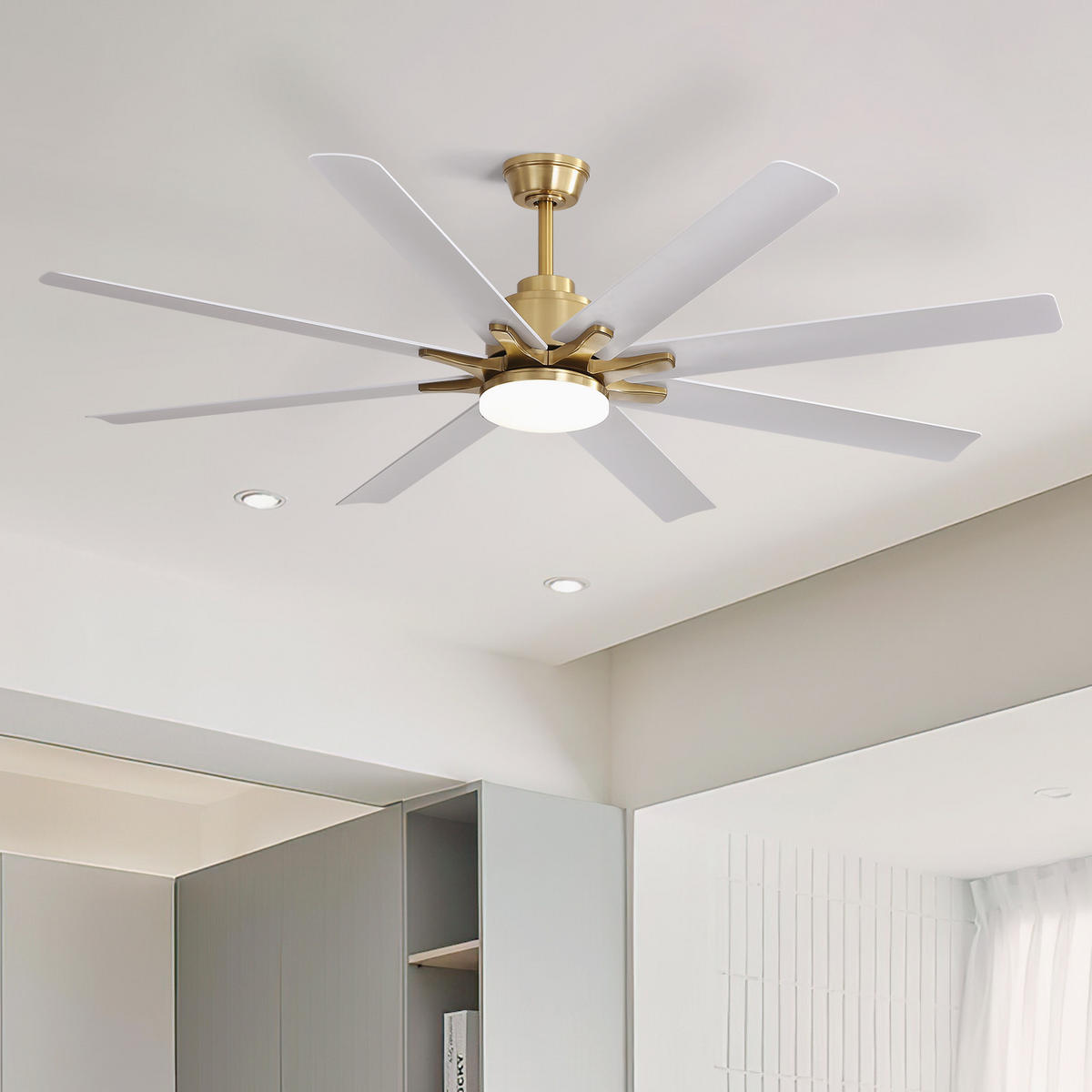 DECKENVENTILATOR 132cm LED Licht 8 ABS Flügel Fernbedienung - Weiß, Kunststoff (132.08/132.08/26.8cm) - CASIVA