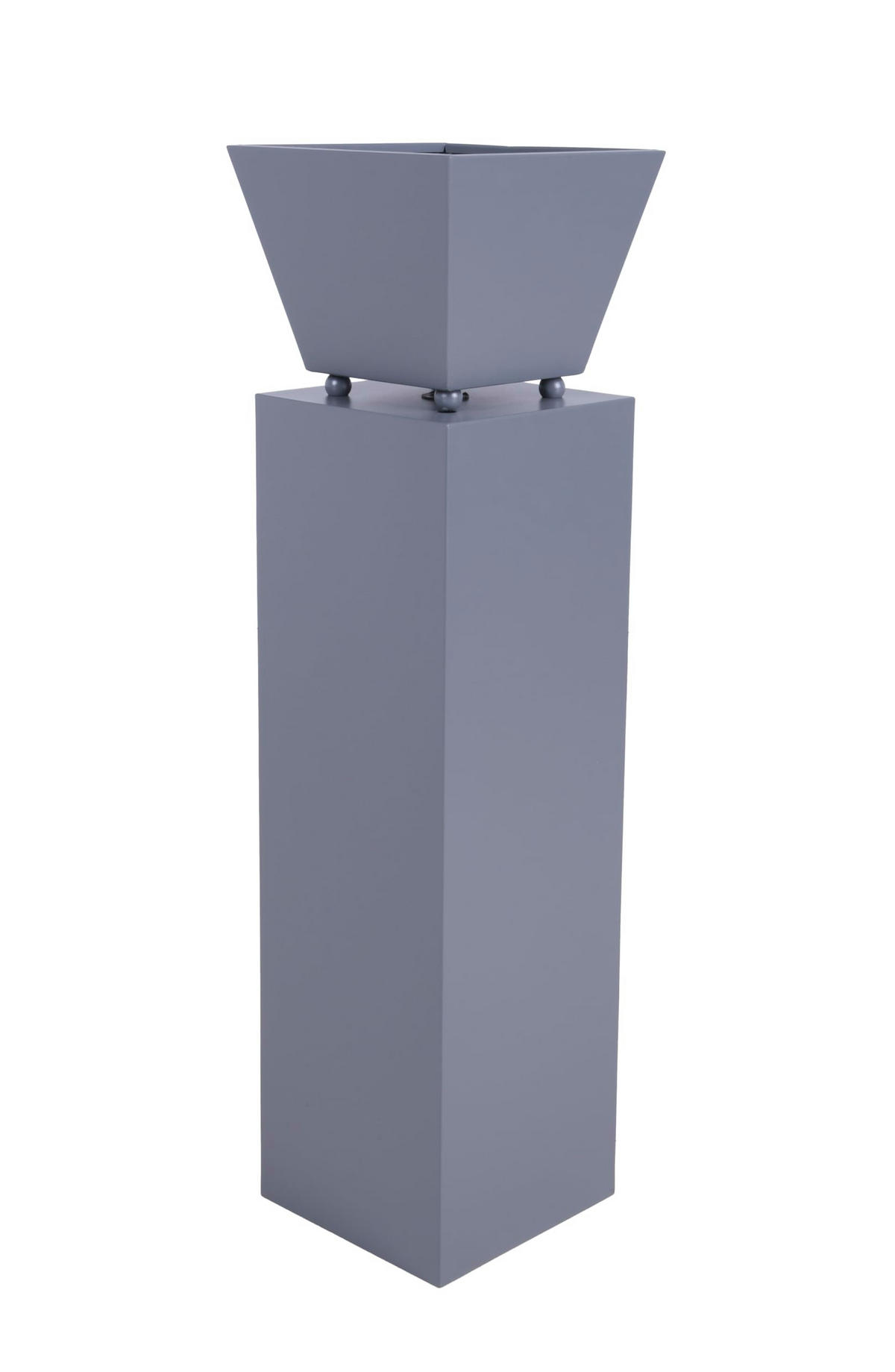 PFLANZSÄULE Lund mit Blumenmotiv Grau Stahl Pflanzkübel - Grau, Metall (82cm) - DELUKE
